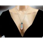 Fashion, accesorii si bijuterii - Femei - Bijuterii femei - Coliere femei - Colier inox pandantiv cuart roz cu un varf - Infinity.ro