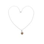 Fashion, accesorii si bijuterii - Femei - Bijuterii femei - Coliere femei - Lantisor argint cu pandantiv coroana perla de cultura oranj 8 MM - Infinity.ro