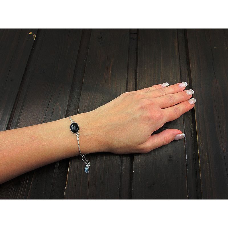 Fashion, accesorii si bijuterii - Femei - Bijuterii femei - Bratari femei - Bratara argint reglabila cu onix oval 14x10 MM - Infinity.ro