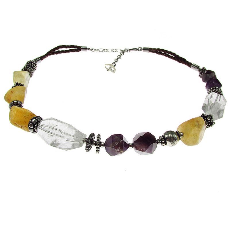 Fashion, accesorii si bijuterii - Femei - Bijuterii femei - Coliere femei - Colier Miracle cu citrin, cuart de stanca si ametist - Infinity.ro