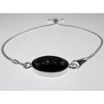 Fashion, accesorii si bijuterii - Femei - Bijuterii femei - Bratari femei - Bratara argint reglabila cu onix oval 14x10 MM - Infinity.ro