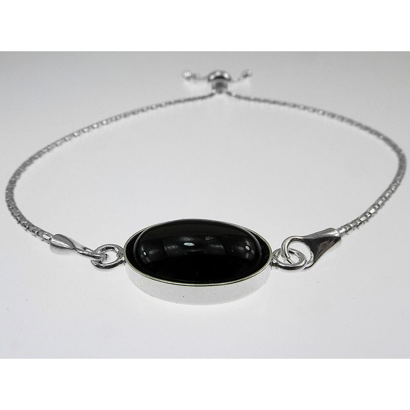 Fashion, accesorii si bijuterii - Femei - Bijuterii femei - Bratari femei - Bratara argint reglabila cu onix oval 14x10 MM - Infinity.ro
