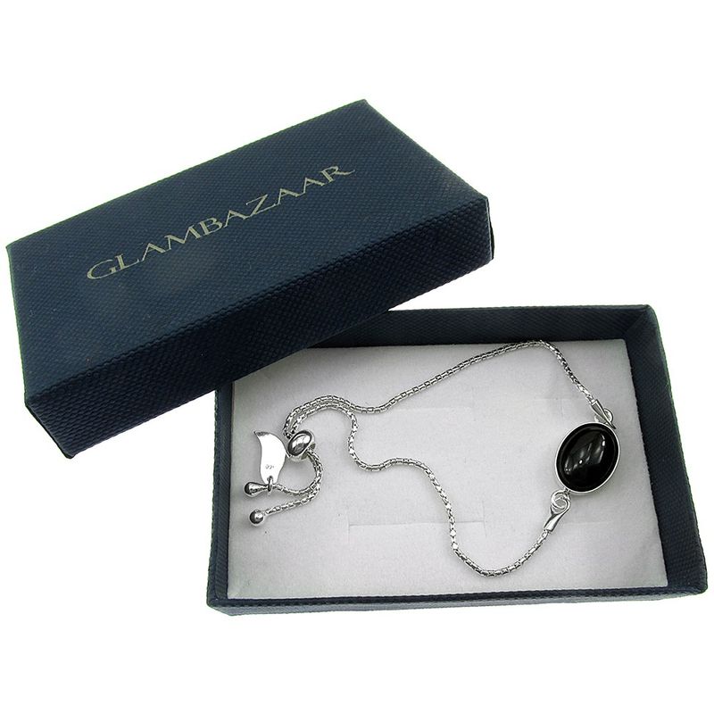 Fashion, accesorii si bijuterii - Femei - Bijuterii femei - Bratari femei - Bratara argint reglabila cu onix oval 14x10 MM - Infinity.ro