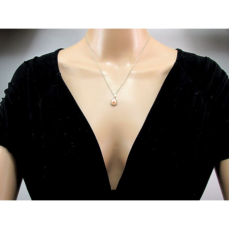 Fashion, accesorii si bijuterii - Femei - Bijuterii femei - Coliere femei - Lantisor argint cu pandantiv coroana perla de cultura oranj 8 MM - Infinity.ro