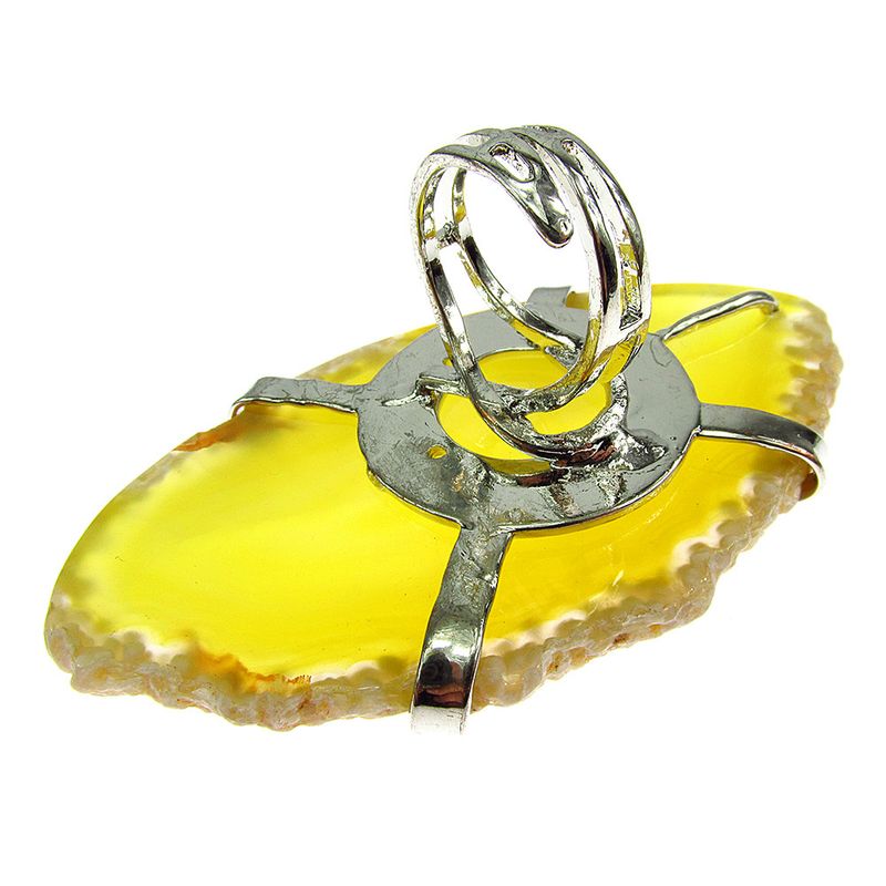 Fashion, accesorii si bijuterii - Femei - Bijuterii femei - Inele femei - Inel reglabil statement masiv cu agat galben 10A - Infinity.ro