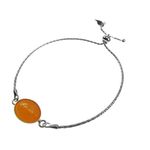 Fashion, accesorii si bijuterii - Femei - Bijuterii femei - Bratari femei - Bratara argint reglabila cu jad galben oval 14x10 MM - Infinity.ro