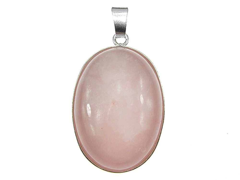 Pandantiv argint mare cu cuart roz natural 25x18 MM