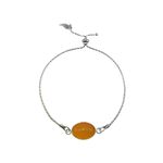 Fashion, accesorii si bijuterii - Femei - Bijuterii femei - Bratari femei - Bratara argint reglabila cu jad galben oval 14x10 MM - Infinity.ro