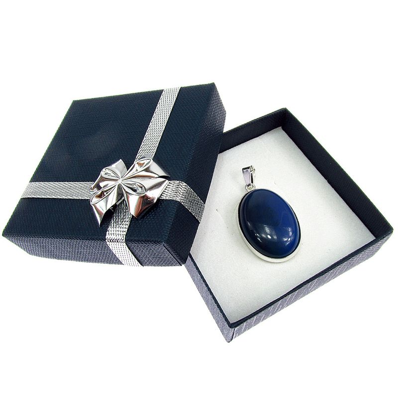 Fashion, accesorii si bijuterii - Femei - Bijuterii femei - Pandantive femei - Pandantiv argint mare cu agat albastru 25x18 MM - Infinity.ro