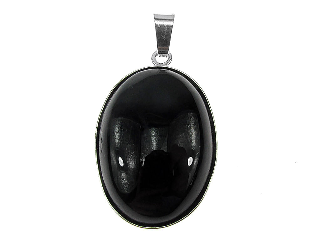 Pandantiv argint mare cu agat negru natural 25x18 MM
