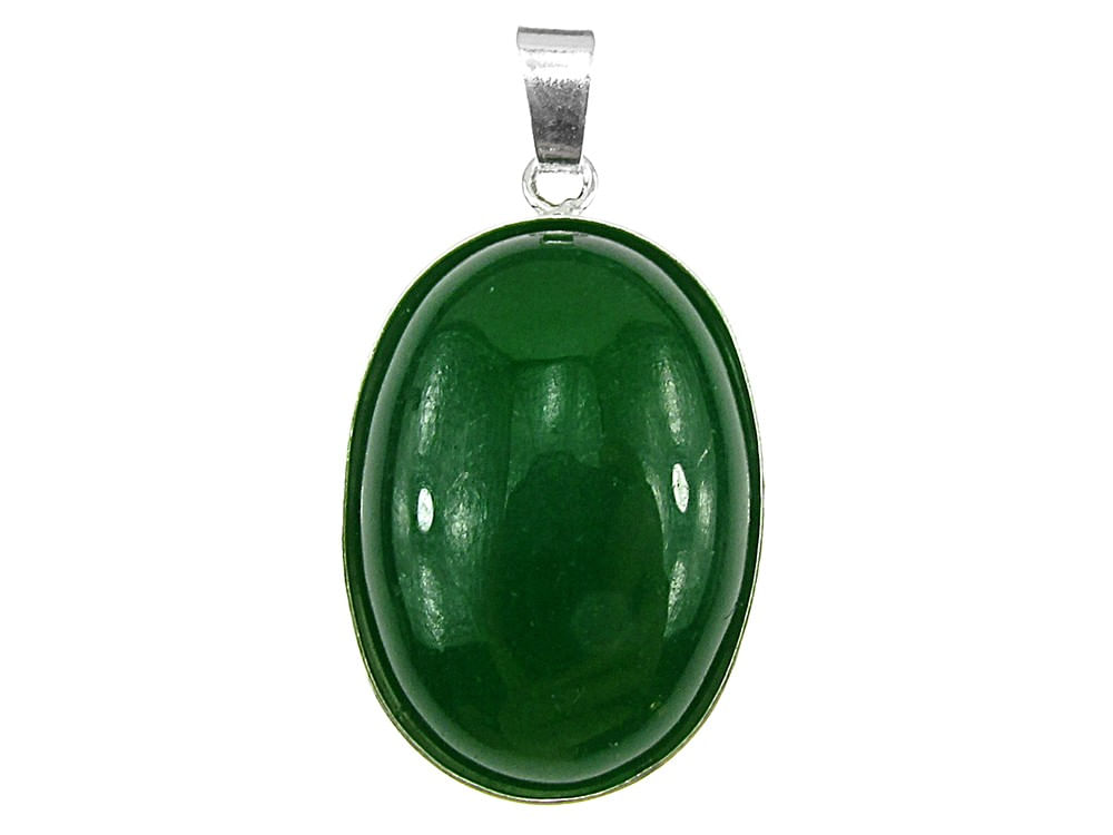 Pandantiv argint mare cu agata verde naturala 25x18 MM