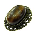 Fashion, accesorii si bijuterii - Femei - Bijuterii femei - Brose femei - Brosa/pandantiv bronz antic cu ochi de tigru natural - Infinity.ro