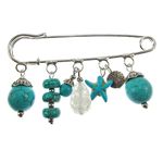 Fashion, accesorii si bijuterii - Femei - Bijuterii femei - Brose femei - Brosa ac de siguranta supradimensionat cu turcoaze si cristal de gheata - Infinity.ro