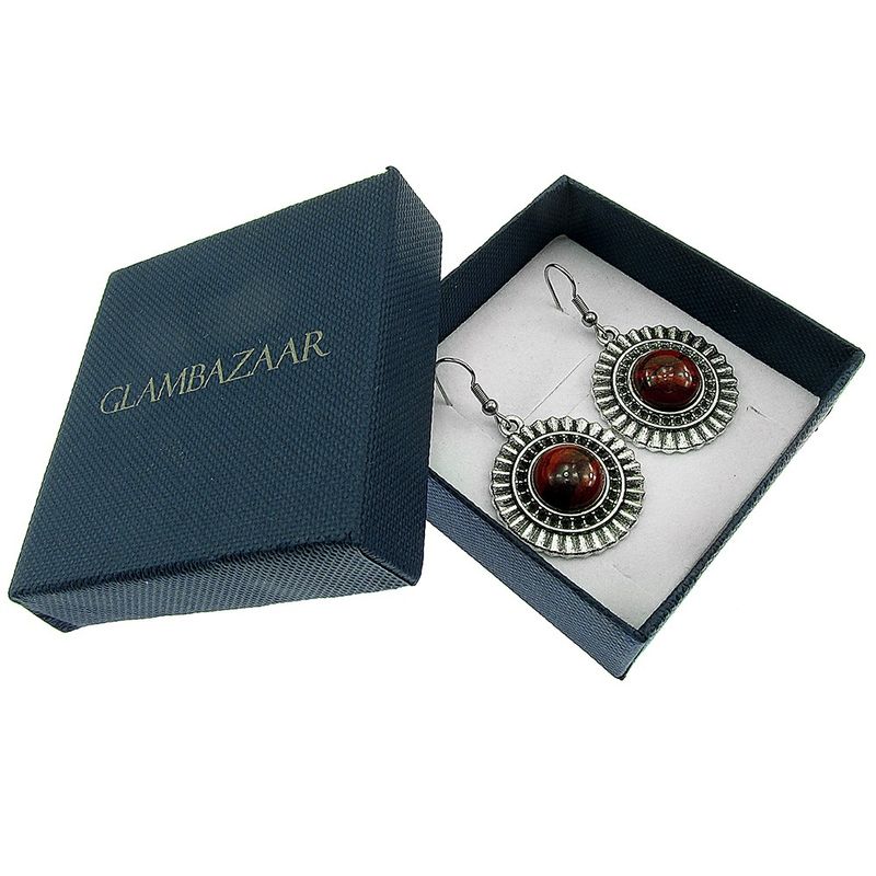 Fashion, accesorii si bijuterii - Femei - Bijuterii femei - Cercei femei - Cercei candelabru model raze cu jasp Moakit - Infinity.ro