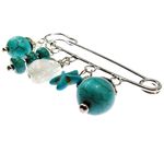 Fashion, accesorii si bijuterii - Femei - Bijuterii femei - Brose femei - Brosa ac de siguranta supradimensionat cu turcoaze si cristal de gheata - Infinity.ro