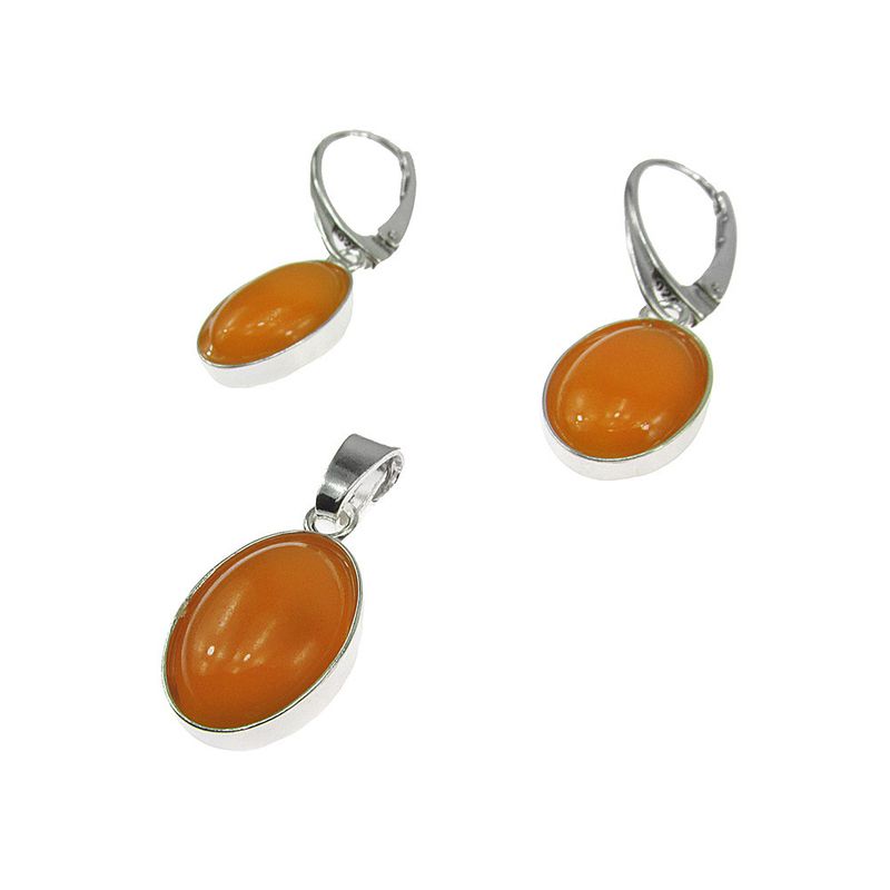 Fashion, accesorii si bijuterii - Femei - Bijuterii femei - Cercei femei - Set argint cu jad galben oval 14x10 MM - Infinity.ro