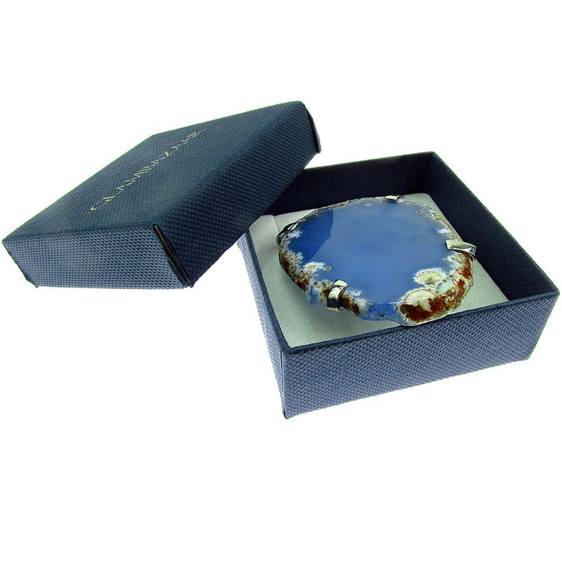 Fashion, accesorii si bijuterii - Femei - Bijuterii femei - Inele femei - Inel reglabil statement masiv cu agat albastru natural 5A - Infinity.ro