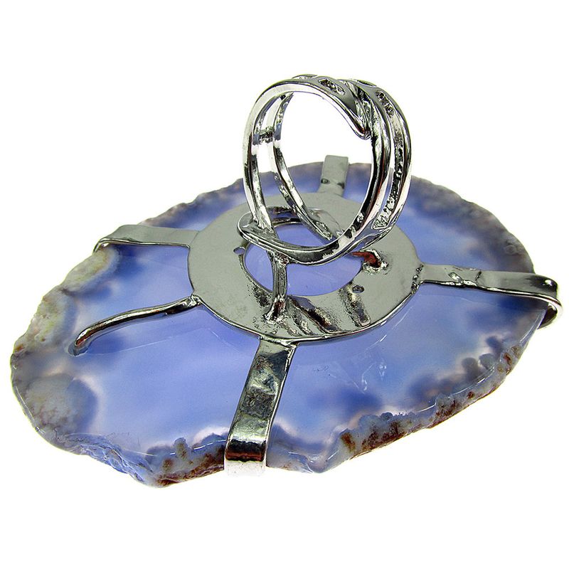 Fashion, accesorii si bijuterii - Femei - Bijuterii femei - Inele femei - Inel reglabil statement masiv cu agat albastru natural 5A - Infinity.ro