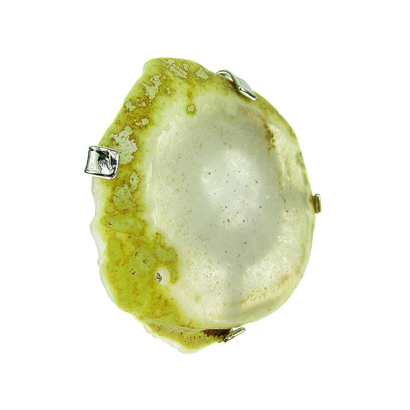 Fashion, accesorii si bijuterii - Femei - Bijuterii femei - Inele femei - Inel reglabil statement masiv cu agat alb-transparent geoda - Infinity.ro