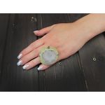 Fashion, accesorii si bijuterii - Femei - Bijuterii femei - Inele femei - Inel reglabil statement masiv cu agat alb-transparent geoda - Infinity.ro