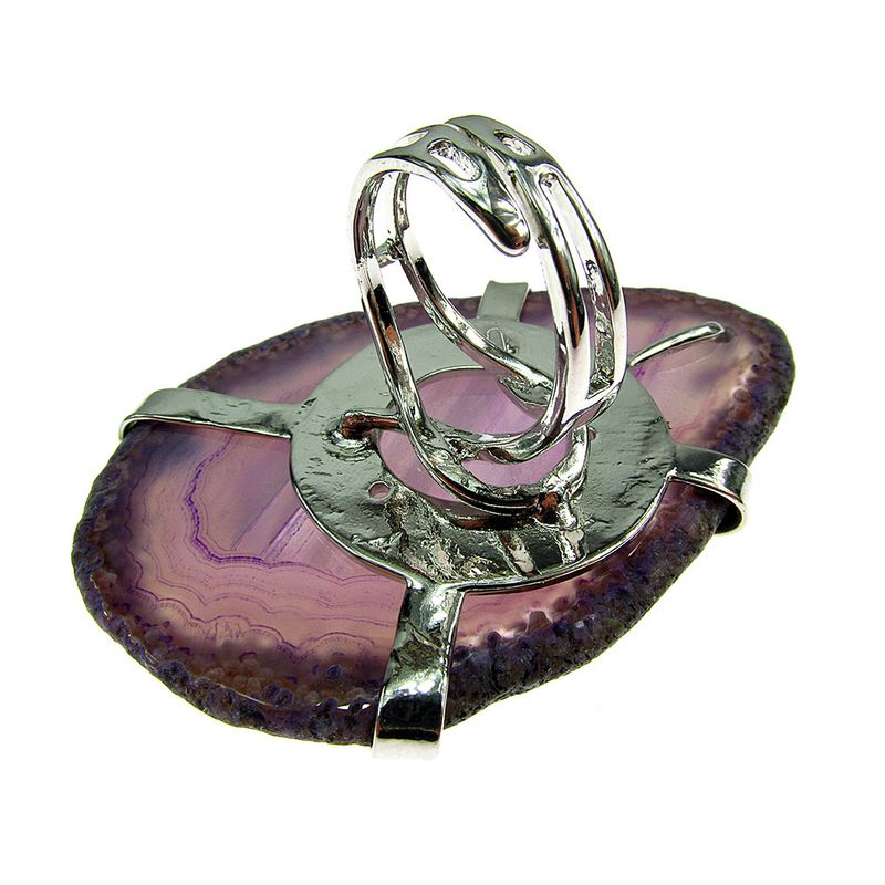 Fashion, accesorii si bijuterii - Femei - Bijuterii femei - Inele femei - Inel reglabil statement masiv cu agata mov naturala 4A - Infinity.ro