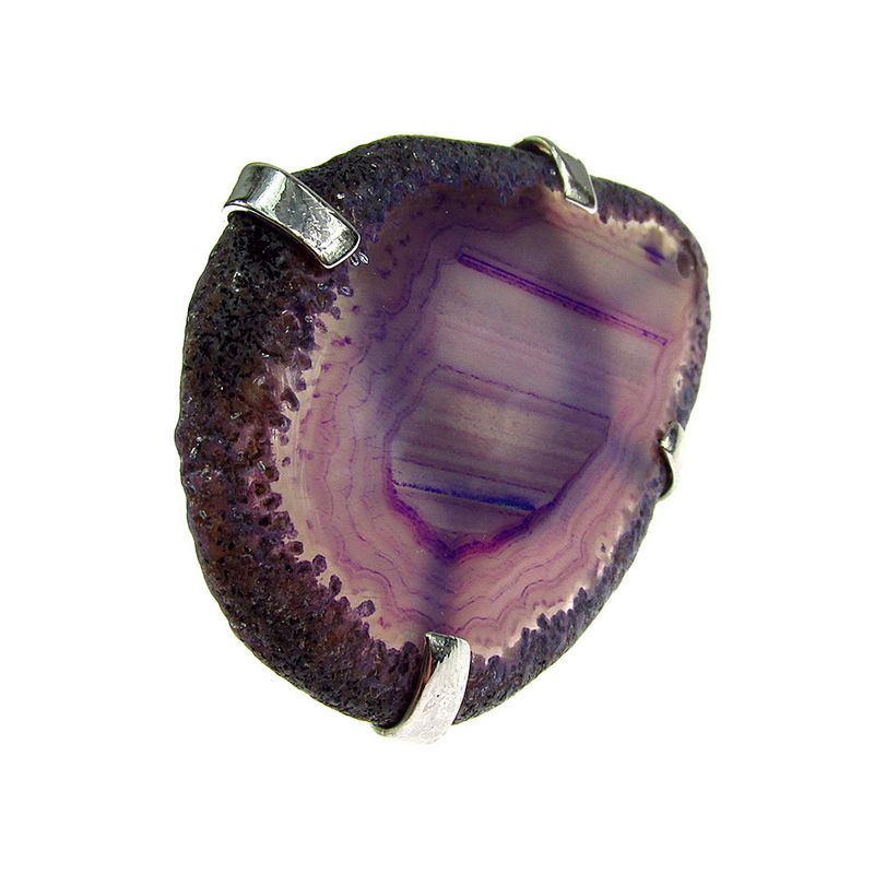 Fashion, accesorii si bijuterii - Femei - Bijuterii femei - Inele femei - Inel reglabil statement masiv cu agata mov naturala 4A - Infinity.ro