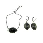 Fashion, accesorii si bijuterii - Femei - Bijuterii femei - Cercei femei - Set bratara si cercei inox cu ametist - Infinity.ro