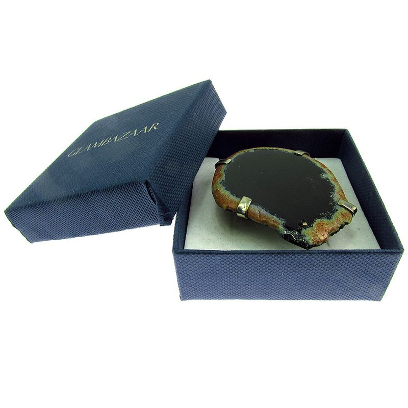 Fashion, accesorii si bijuterii - Femei - Bijuterii femei - Inele femei - Inel reglabil statement masiv cu agat negru natural 17A - Infinity.ro