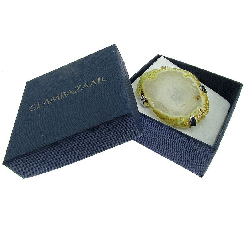 Fashion, accesorii si bijuterii - Femei - Bijuterii femei - Inele femei - Inel reglabil statement masiv cu agat alb-transparent geoda - Infinity.ro