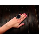 Fashion, accesorii si bijuterii - Femei - Bijuterii femei - Inele femei - Inel reglabil statement masiv cu agat negru natural 17A - Infinity.ro
