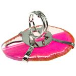 Fashion, accesorii si bijuterii - Femei - Bijuterii femei - Inele femei - Inel reglabil statement masiv cu agat roz natural 6A - Infinity.ro