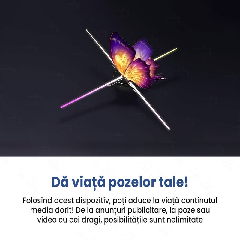 Casa si Gradina - Corpuri si surse de iluminat - Iluminat comercial si industrial - Proiectoare si lampi de lucru - Sistem afisare cu proiector holograma, 672 leduri, GlowforHome, ajustare luminozitate, Bluetooth, WiFi, 56 cm - Infinity.ro