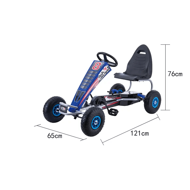 Jucarii, Copii si Bebe - Jucarii si jocuri - Jucarii de exterior - Masinute si vehicule pentru copii - Kart cu pedale Go Kart, scaun reglabil, roti cauciuc cu camera , , frana de mana copii 4-10 ani , albastru negru - Infinity.ro