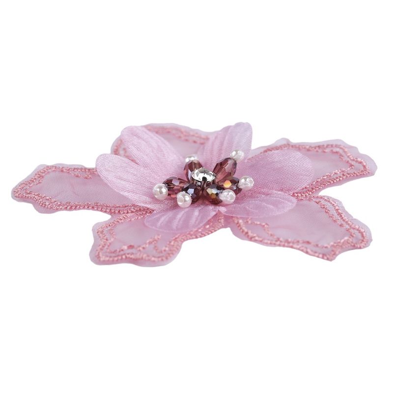 Casa si Gradina - Decoratiuni - DIY - Articole mercerie - Floare textila cu margele pentru decorare haine, diametru 8 cm, Roz antic - Infinity.ro