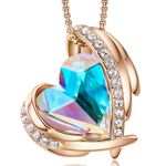 Fashion, accesorii si bijuterii - Femei - Bijuterii femei - Coliere femei - Colier MBrands Placat cu Aur Rodiat cu Pandantiv cristal austria, forma inima - Albastru - Infinity.ro