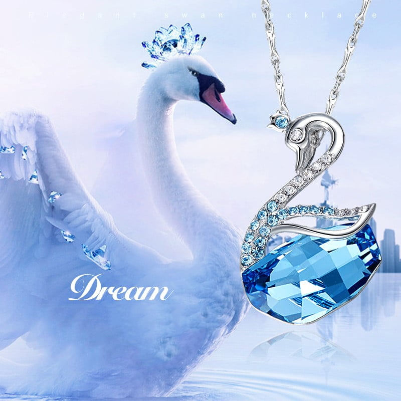 Fashion, accesorii si bijuterii - Femei - Bijuterii femei - Coliere femei - Colier MBrands din argint 925  cu Pandantiv cristal austria, forma lebada - Infinity.ro