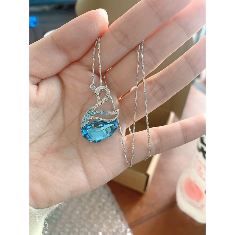 Fashion, accesorii si bijuterii - Femei - Bijuterii femei - Coliere femei - Colier MBrands din argint 925  cu Pandantiv cristal austria, forma lebada - Infinity.ro