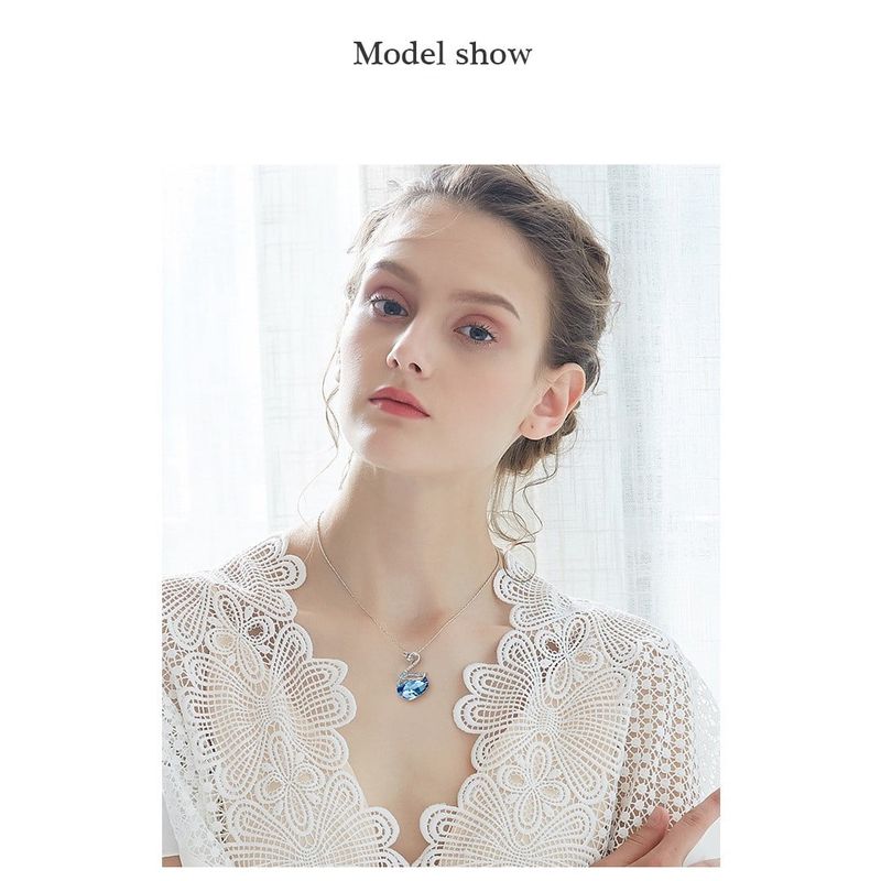 Fashion, accesorii si bijuterii - Femei - Bijuterii femei - Coliere femei - Colier MBrands din argint 925  cu Pandantiv cristal austria, forma lebada - Infinity.ro