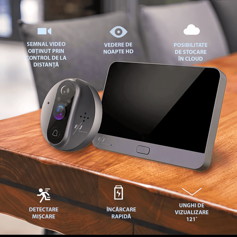 Casa si Gradina - Electrice - Accesorii electrice - Sonerii electrice - Sonerie video, WiFi, ecran LCD 4,3" , 1080P, baterie 5000mAh, unghi de vizualizare 120º, night vision - Infinity.ro