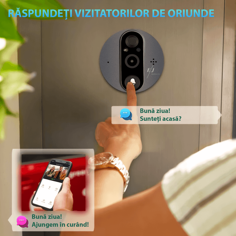 Casa si Gradina - Electrice - Accesorii electrice - Sonerii electrice - Sonerie video, WiFi, ecran LCD 4,3" , 1080P, baterie 5000mAh, unghi de vizualizare 120º, night vision - Infinity.ro