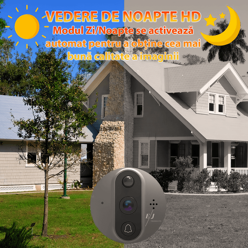 Casa si Gradina - Electrice - Accesorii electrice - Sonerii electrice - Sonerie video, WiFi, ecran LCD 4,3" , 1080P, baterie 5000mAh, unghi de vizualizare 120º, night vision - Infinity.ro