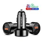 Laptop, Telefoane si Tablete - Telefoane mobile si accesorii - Accesorii Telefoane - Incarcatoare telefoane - Incarcator Auto USB-A, QC 3.0, USB-C, 38W, G295, Techsuit Premium CAPD028, G295, Black - Infinity.ro