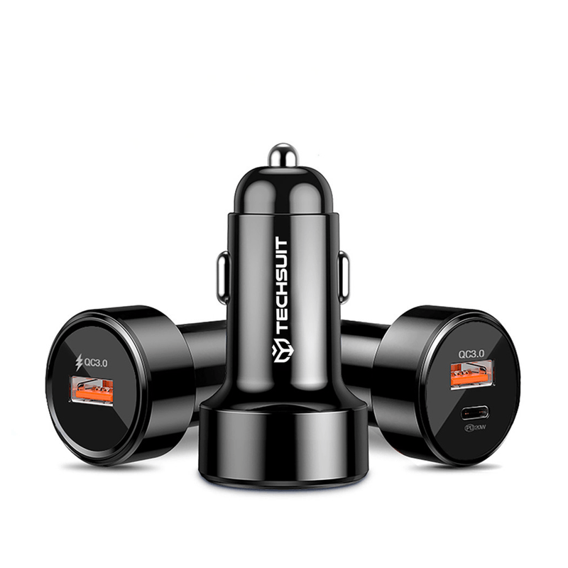 Laptop, Telefoane si Tablete - Telefoane mobile si accesorii - Accesorii Telefoane - Incarcatoare telefoane - Incarcator Auto USB-A, QC 3.0, USB-C, 38W, G295, Techsuit Premium CAPD028, G295, Black - Infinity.ro