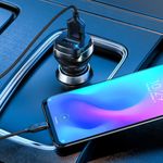 Laptop, Telefoane si Tablete - Telefoane mobile si accesorii - Accesorii Telefoane - Incarcatoare telefoane - Incarcator Auto 2xUSB, 12W, 2.4A + Cablu Type-C 1m, G311, Black - Infinity.ro