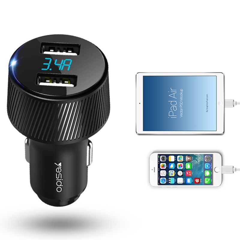 Laptop, Telefoane si Tablete - Telefoane mobile si accesorii - Accesorii Telefoane - Incarcatoare telefoane - Incarcator Auto 2x USB 18W, 3.4A, G341, Black - Infinity.ro