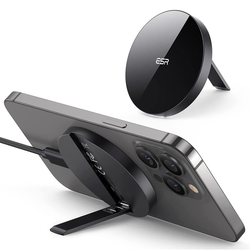 Laptop, Telefoane si Tablete - Telefoane mobile si accesorii - Accesorii Telefoane - Incarcatoare telefoane - Incarcator Wireless Compatibil MagSafe cu Suport, HaloLock, G267, Black - Infinity.ro