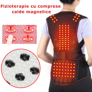 Vesta incalzitoare turmalina, suport lombar, cervical, abdominal, ajustabil, 118 magneti, corectare postura, unisex, XL