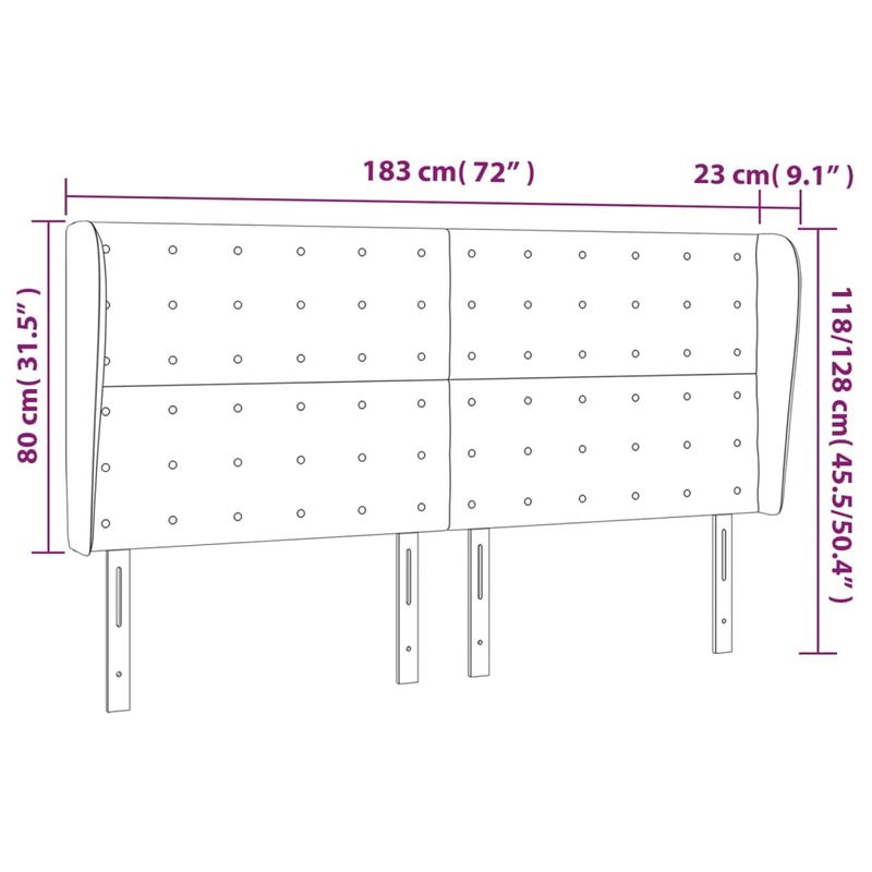 Casa si Gradina - Mobilier - Paturi si accesorii - Accesorii paturi - Tablie de pat cu aripioare gri deschis 183x23x118/128 cm textil - Infinity.ro