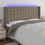 Casa si Gradina - Mobilier - Paturi si accesorii - Accesorii paturi - Tablie de pat cu LED, gri taupe, 163x16x118/128 cm, textil - Infinity.ro