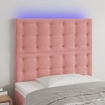 Casa si Gradina - Mobilier - Paturi si accesorii - Accesorii paturi - Tablie de pat cu LED, roz, 90x5x118/128 cm, catifea - Infinity.ro